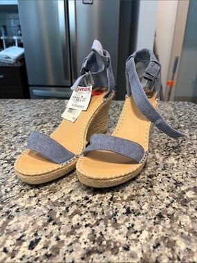 Denim  Ankle-Strap Wedge